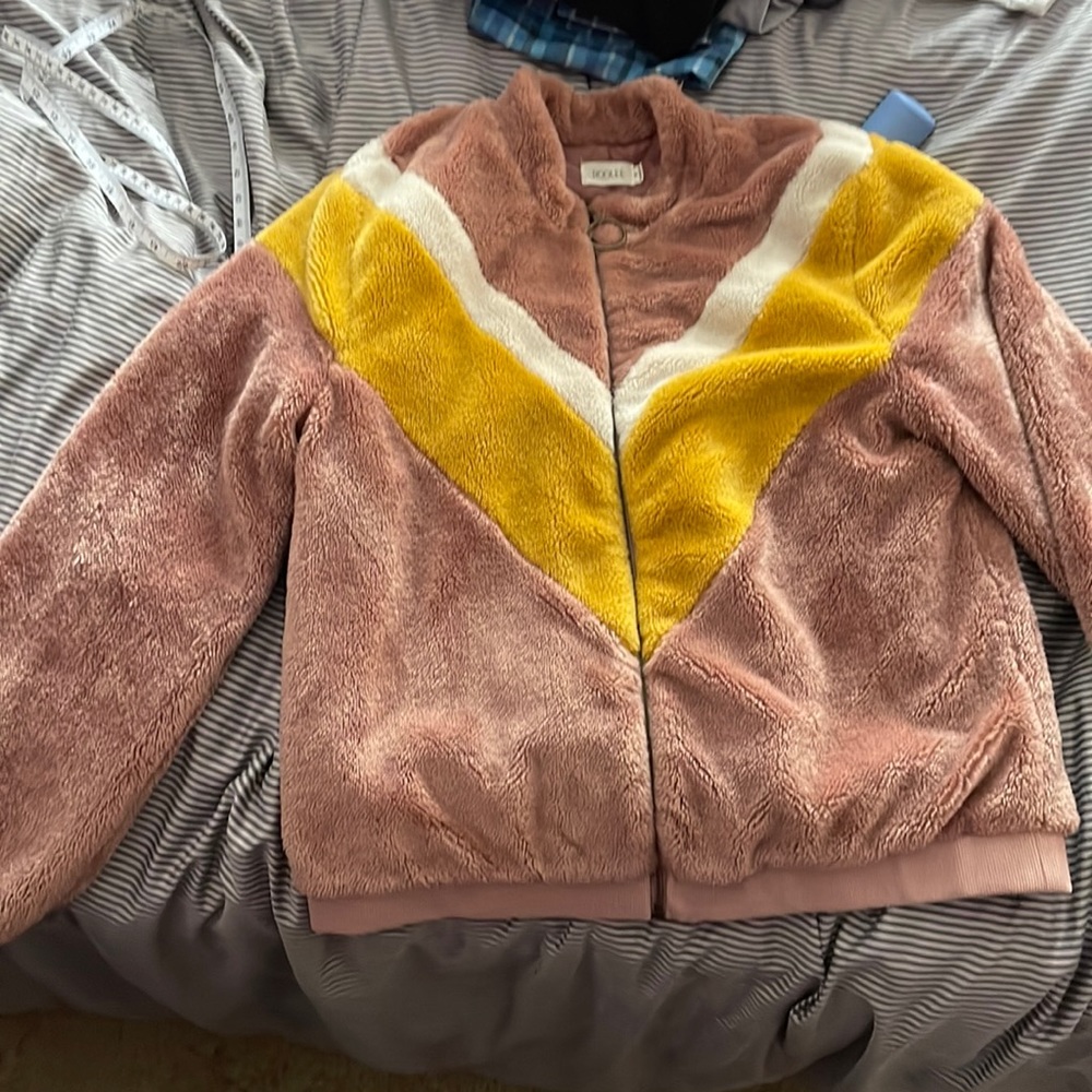 Roolee jacket soft retro zip pink and yellow size small